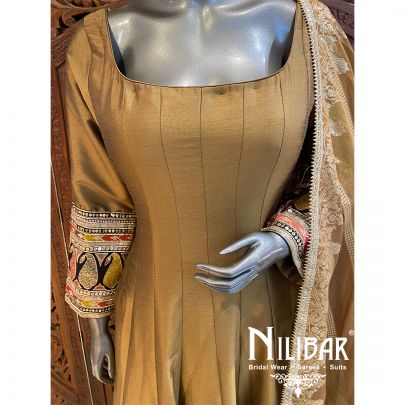 Brown Silk Sequin Anarkali