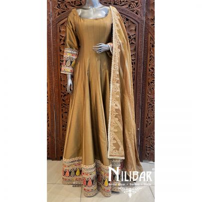 Brown Silk Sequin Anarkali