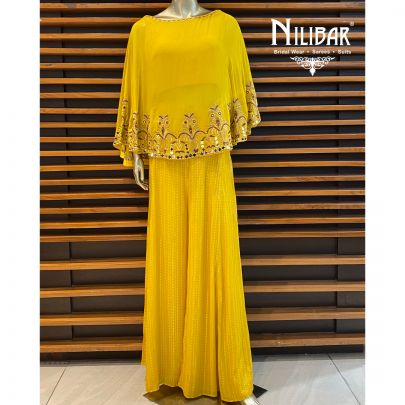 Mustard Cape Style Palazzo Suit