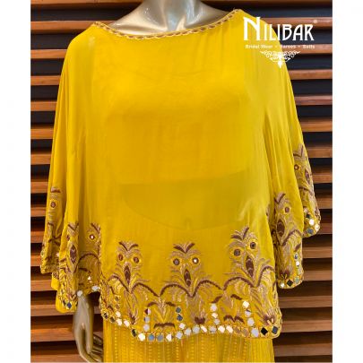 Mustard Cape Style Palazzo Suit