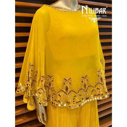 Mustard Cape Style Palazzo Suit