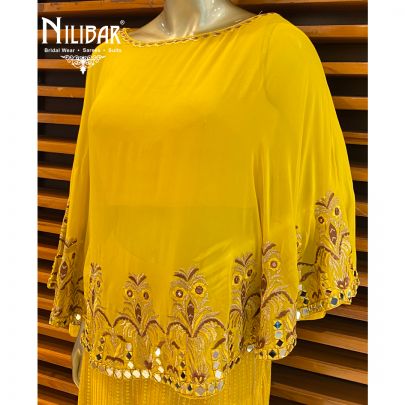 Mustard Cape Style Palazzo Suit