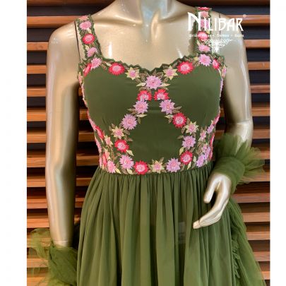 Olive Green Georgette Sharara Suit