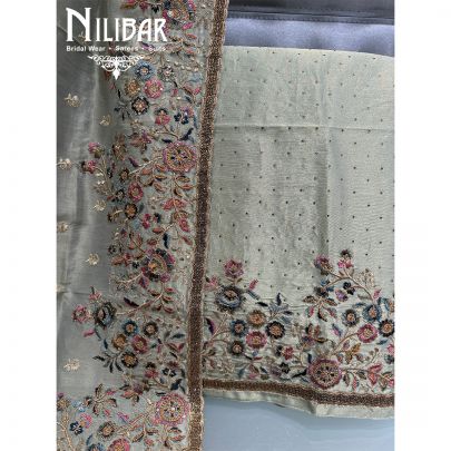 Green Tissue lame Unstitched Suit
