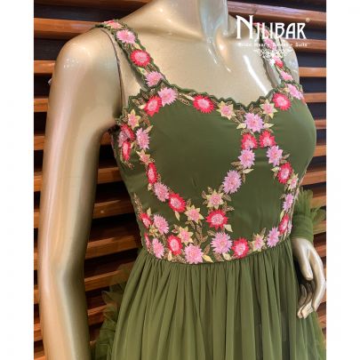 Olive Green Georgette Sharara Suit