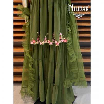Olive Green Georgette Sharara Suit