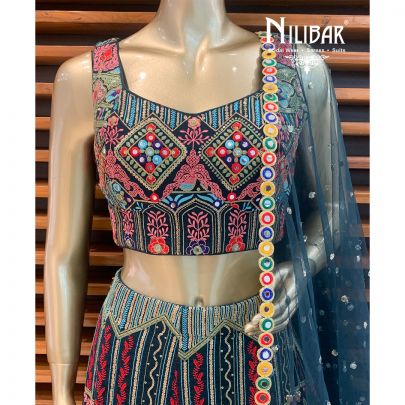 Dark Green Georgette Lehenga