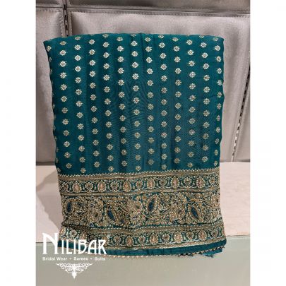 Peacock Organza Zari Unstitched Suit