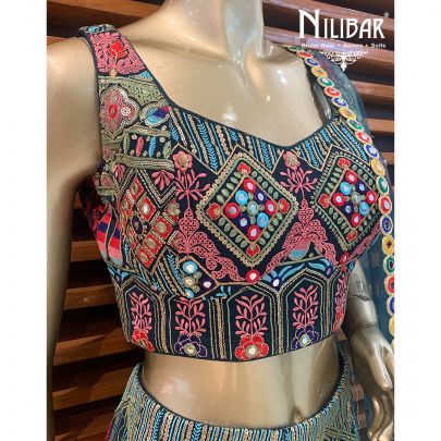 Dark Green Georgette Lehenga