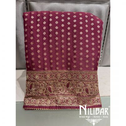 Mauve Organza Zari Unstitched Suit