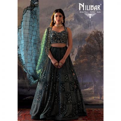 Spruce Blue Silk Lehenga