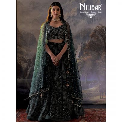 Spruce Blue Silk Lehenga