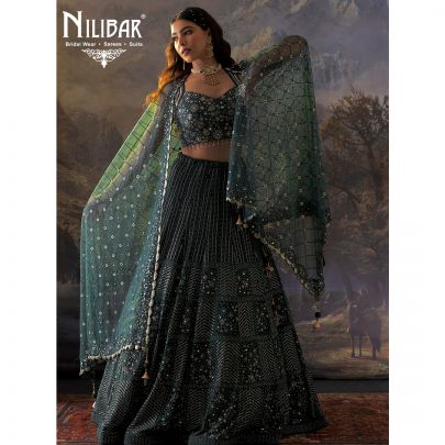 Spruce Blue Silk Lehenga