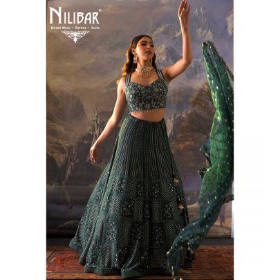 Spruce Blue Silk Lehenga