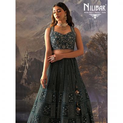 Spruce Blue Silk Lehenga
