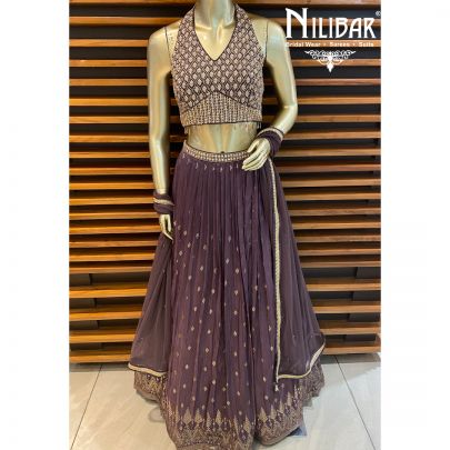 Mauve Purple Silk Lehenga