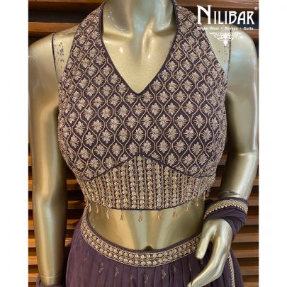 Mauve Purple Silk Lehenga