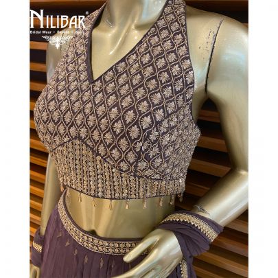 Mauve Purple Silk Lehenga