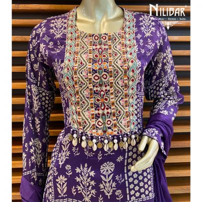 Royal Purple Chinon Sharara Suit