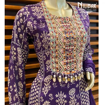 Royal Purple Chinon Sharara Suit