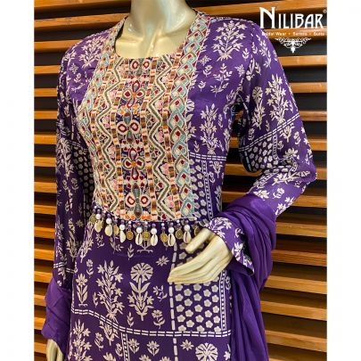 Royal Purple Chinon Sharara Suit