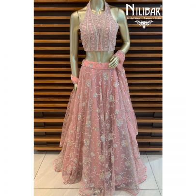 Pastel Baby Pink Net Lehenga