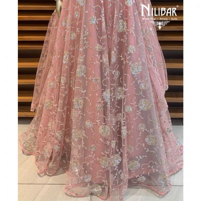 Pastel Baby Pink Net Lehenga