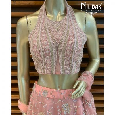 Pastel Baby Pink Net Lehenga