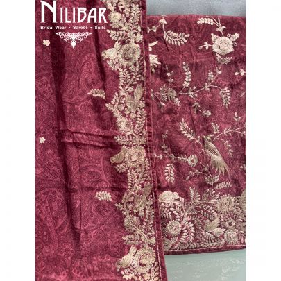 Onion Pink Crepe Unstitched Suit