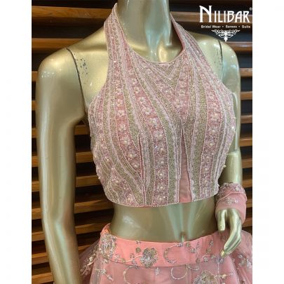 Pastel Baby Pink Net Lehenga