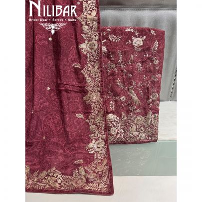Onion Pink Crepe Unstitched Suit