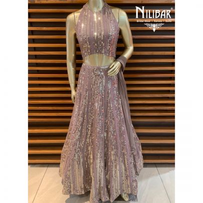 Mauve Georgette Lehenga