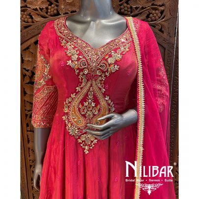 Bright Pink Lame Silk Dhoti Suit