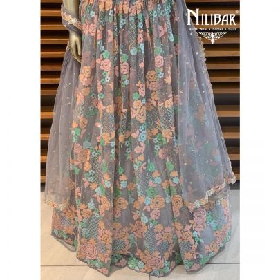 Coin Grey Net Lehenga
