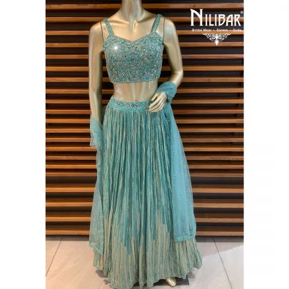 Frosty Mint Green Georgette Lehenga