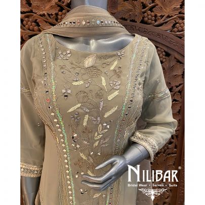 Gray Georgette Net Garara Suit
