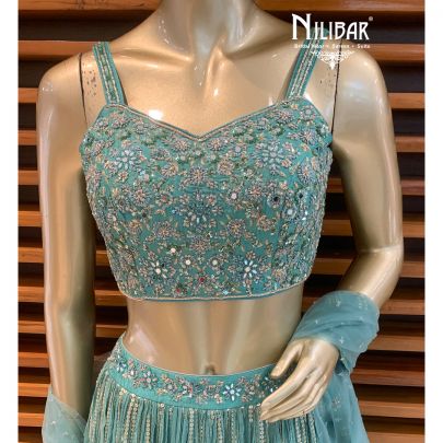 Frosty Mint Green Georgette Lehenga