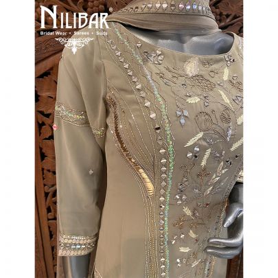 Gray Georgette Net Garara Suit