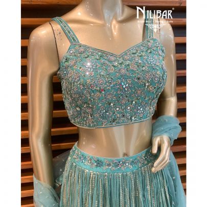 Frosty Mint Green Georgette Lehenga