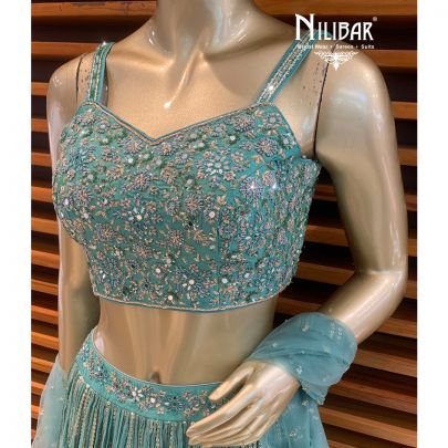 Frosty Mint Green Georgette Lehenga