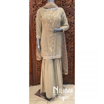 Gray Georgette Net Garara Suit
