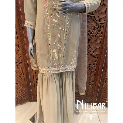 Gray Georgette Net Garara Suit