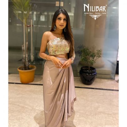 Pastel Brown Indo Western Dress