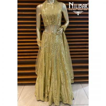 Lime Georgette Lehenga