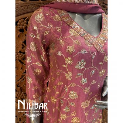 Onion Pink Lame Silk Suit