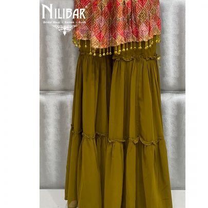 Moss Green Georgette Sharara Suit