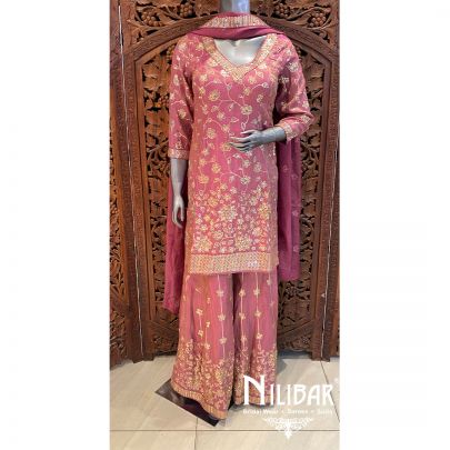 Onion Pink Lame Silk Suit