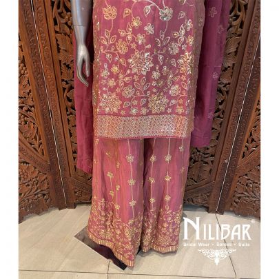 Onion Pink Lame Silk Suit