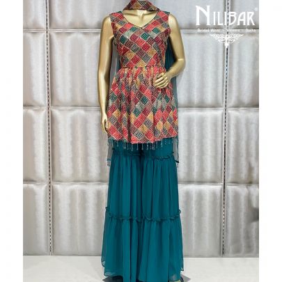 Foxton Green Georgette Sharara Suit