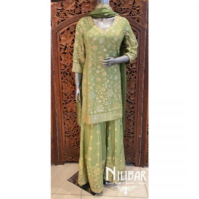 Green Lame Silk Suit